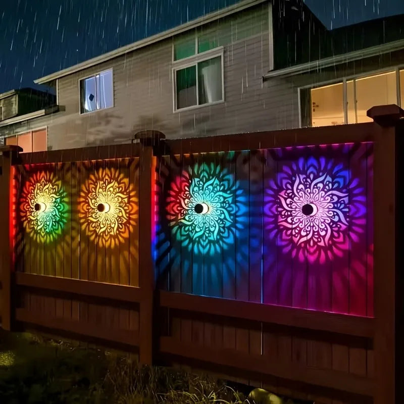 lampe murale mandala multicolore moderne violet bleu orange verte solar jardin