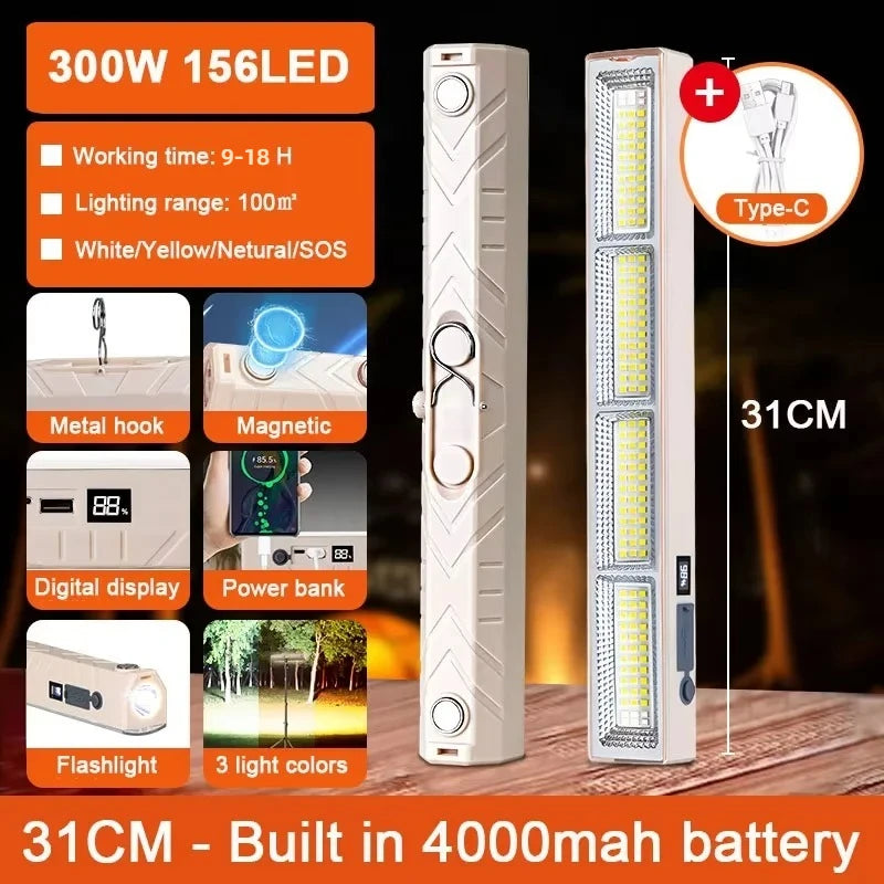 lampe travail led rechargeable aimant noir moderne multifonctionnelle 400w ip66 étanche usb