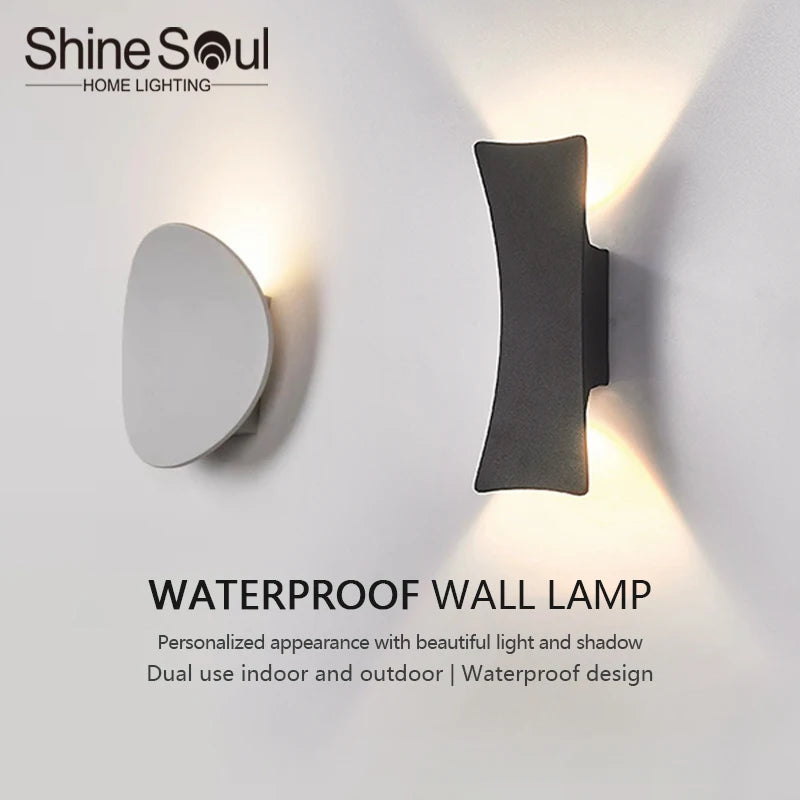 Lampe murale LED moderne minimaliste aluminium noir blanche extérieure IP65 étanche