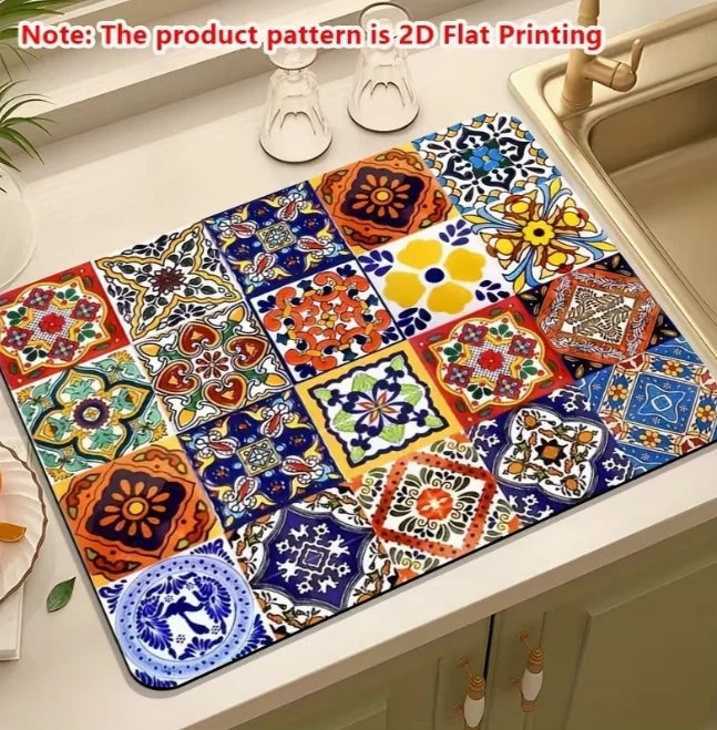 tapis moderne multicolore motifs géométriques floraux drainage rapide antidérapant facile nettoyer respectueux environnement