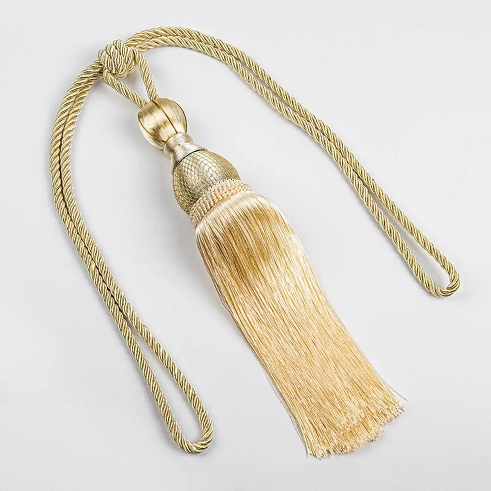 pompon rideau classique beige clair tissu finement tressé opaque sans multicolore