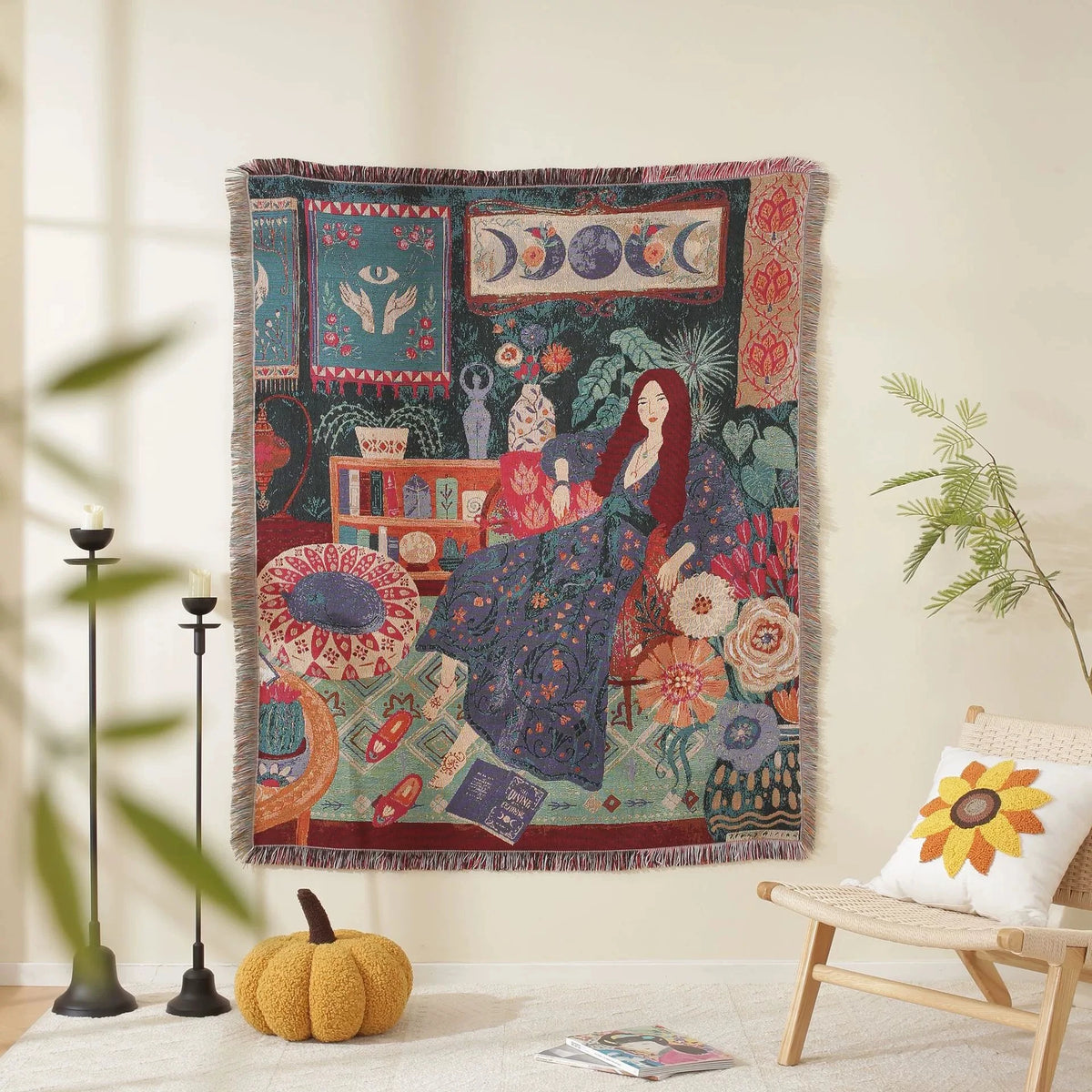 tapisserie vintage nordique motif floral portable couverture pique nique adulte chambre hospitalière hôtelièreextérieur