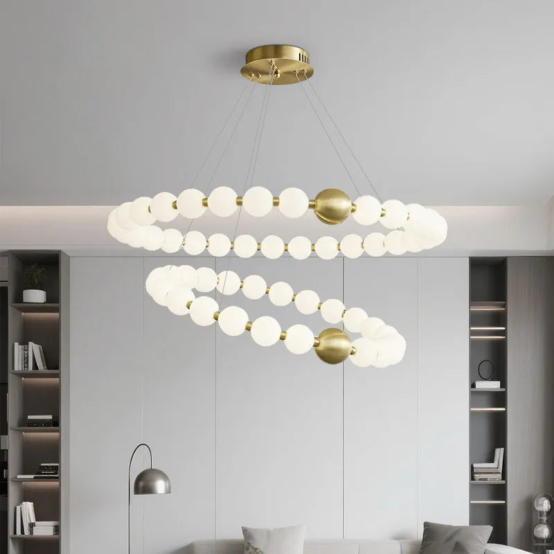 suspension lumineuse moderne boules translucides blanc doré pendentif chaînes lumière led flux lumineux haute