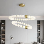 suspension lumineuse moderne boules translucides blanc doré pendentif chaînes lumière led flux lumineux haute