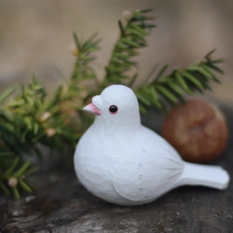 décoration oiseau sculpté bois gris violet noir blanc artisanal rétro nostalgie table objet déco