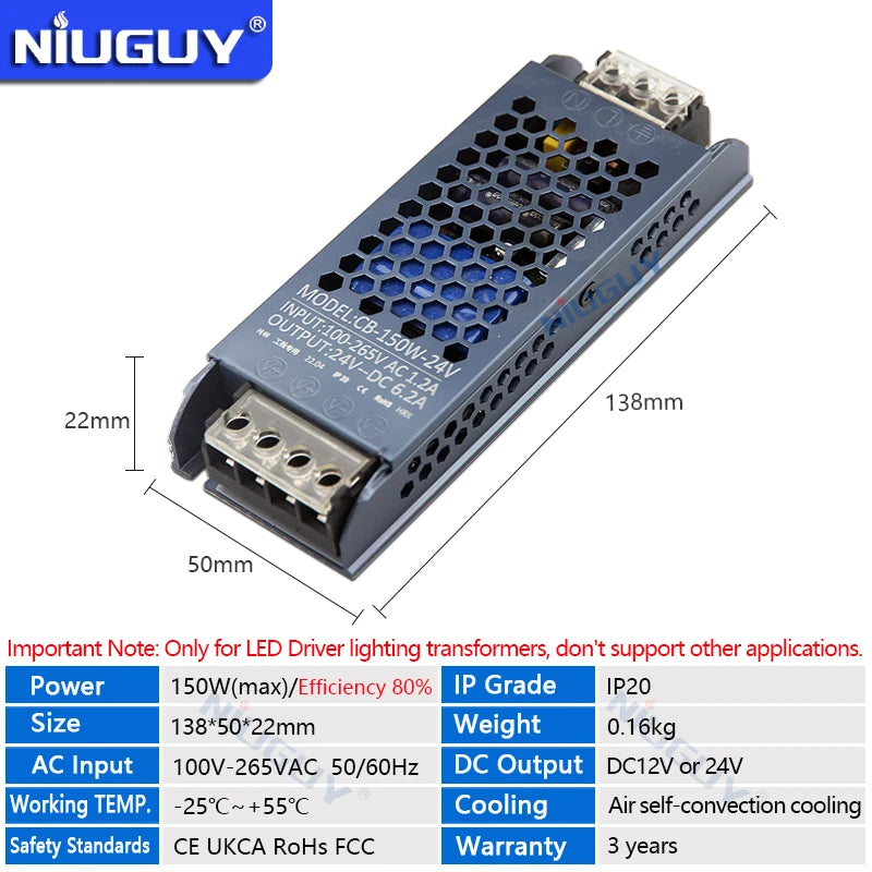 transformateur led 12v 24v 36w 60w 100w 150w 200w 300w 400w 500w câble ac