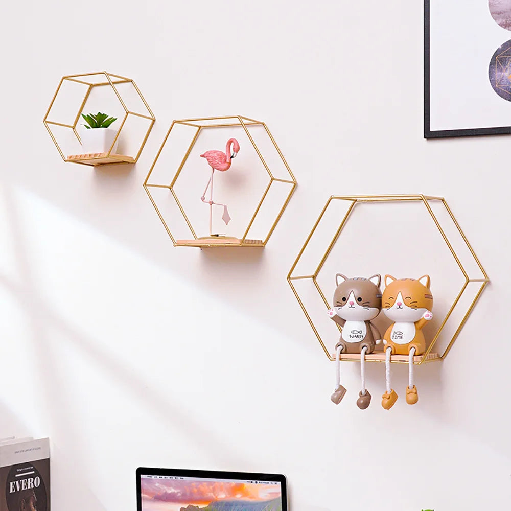 étagère murale hexagonale or moderne étagère murale noire métal étagère murale beige scandinave étagère