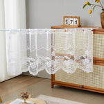 rideau blanc dentelle fleurs transparent classique romantique bordure dentelée polyester fenêtre chambre salon