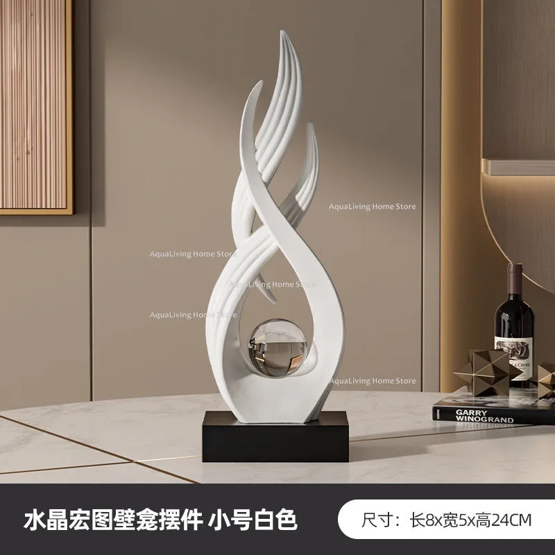 sculpture décorative résine blanche or contemporaine cristal transparent base opaque minimaliste fixée plateau