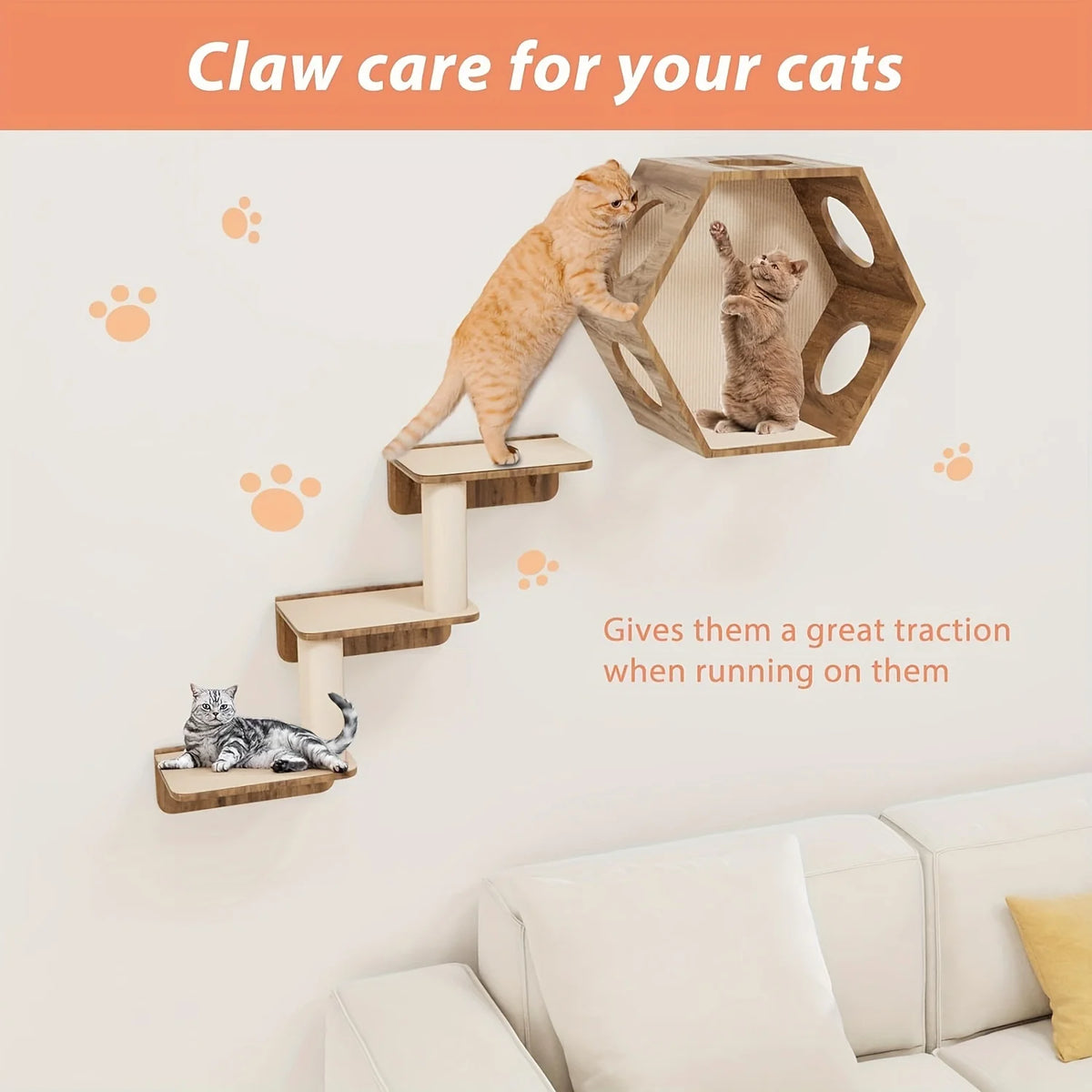 tapis auto adhésif chat texture rugueuse beige moderne 30cm 100cm