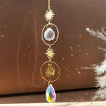 mobile solaire cristal lune étoiles fleurs décoration jardin intérieur suspendu boho romantique argent doré