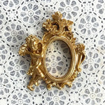 cadre photo rétro or relief floral baroque vintage shabby chic angel figurine round rectangular