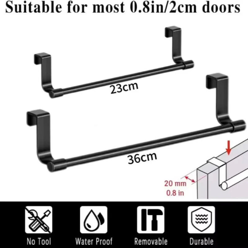 porte serviettes acier inoxydable étagère cuisine noir lisse moderne clips 23cm 36cm