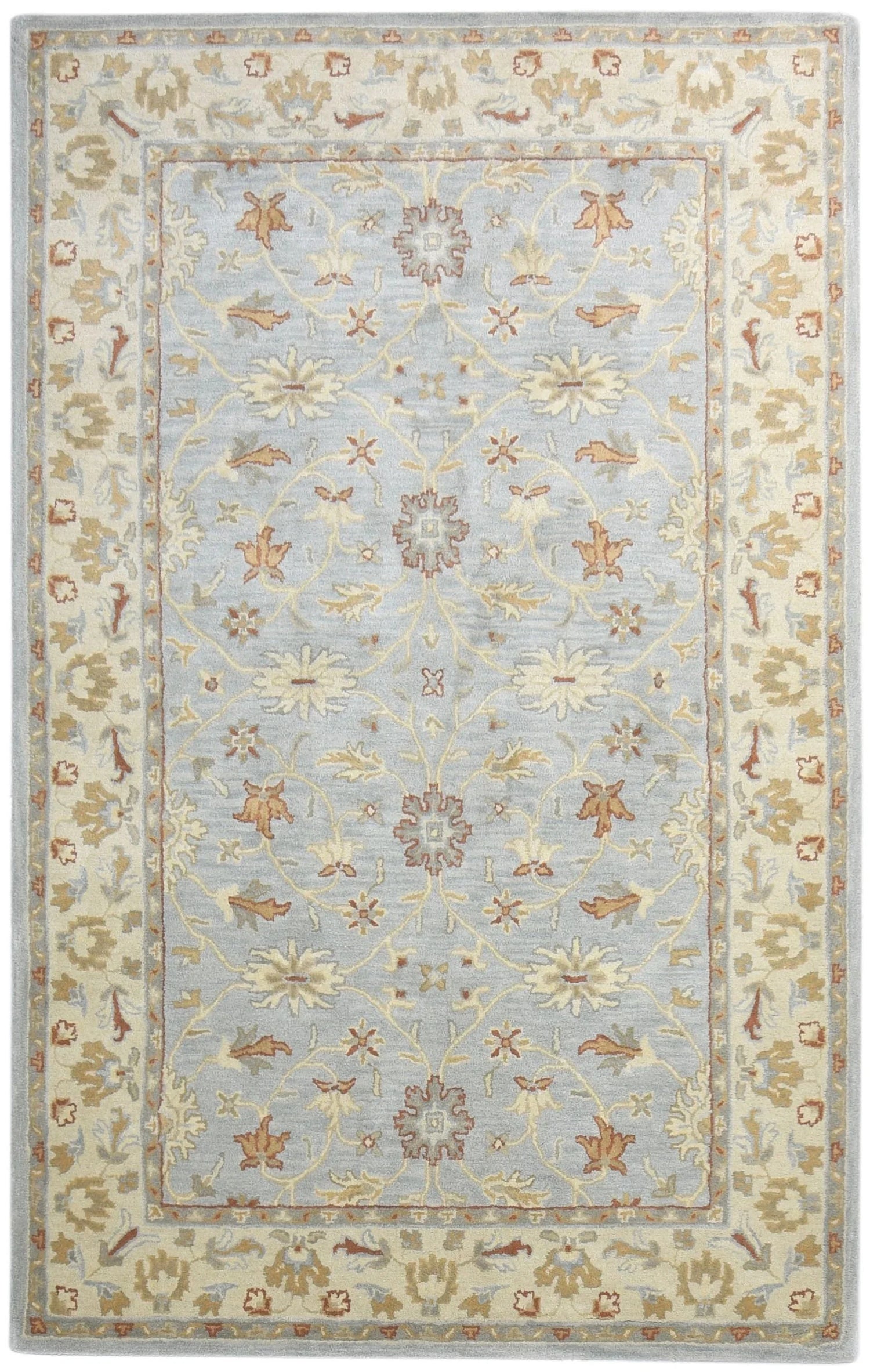 Tapis persan transparent avec motif Aubusson sur un sol en bois