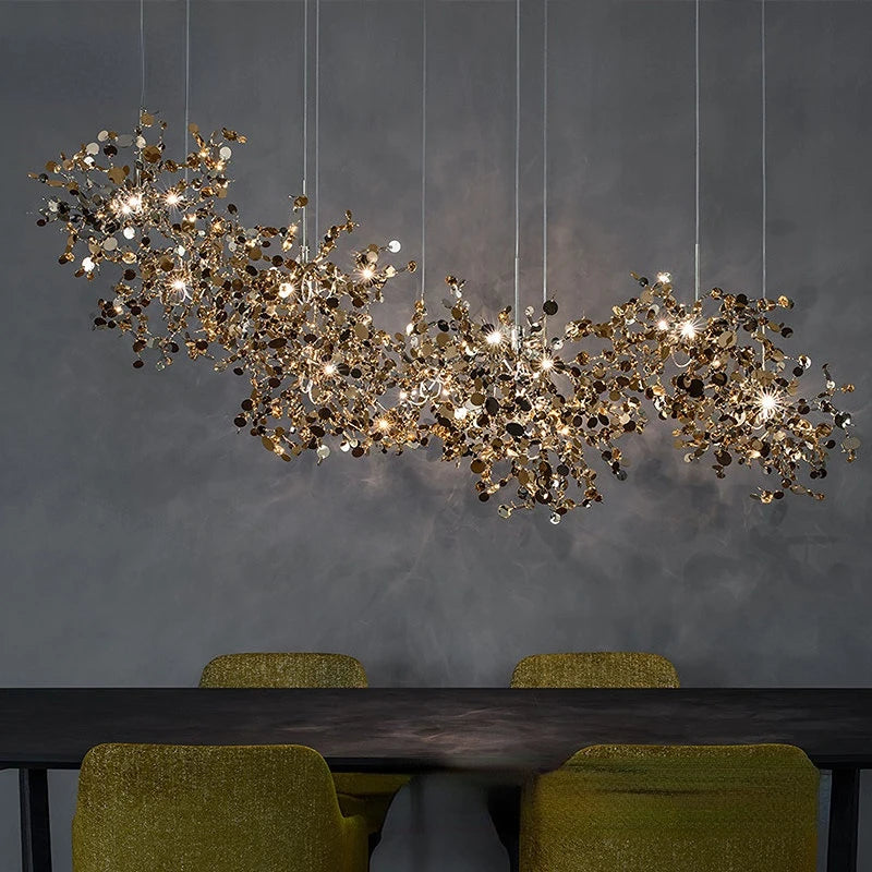 Lustre à paillettes blanc pour bar industriel