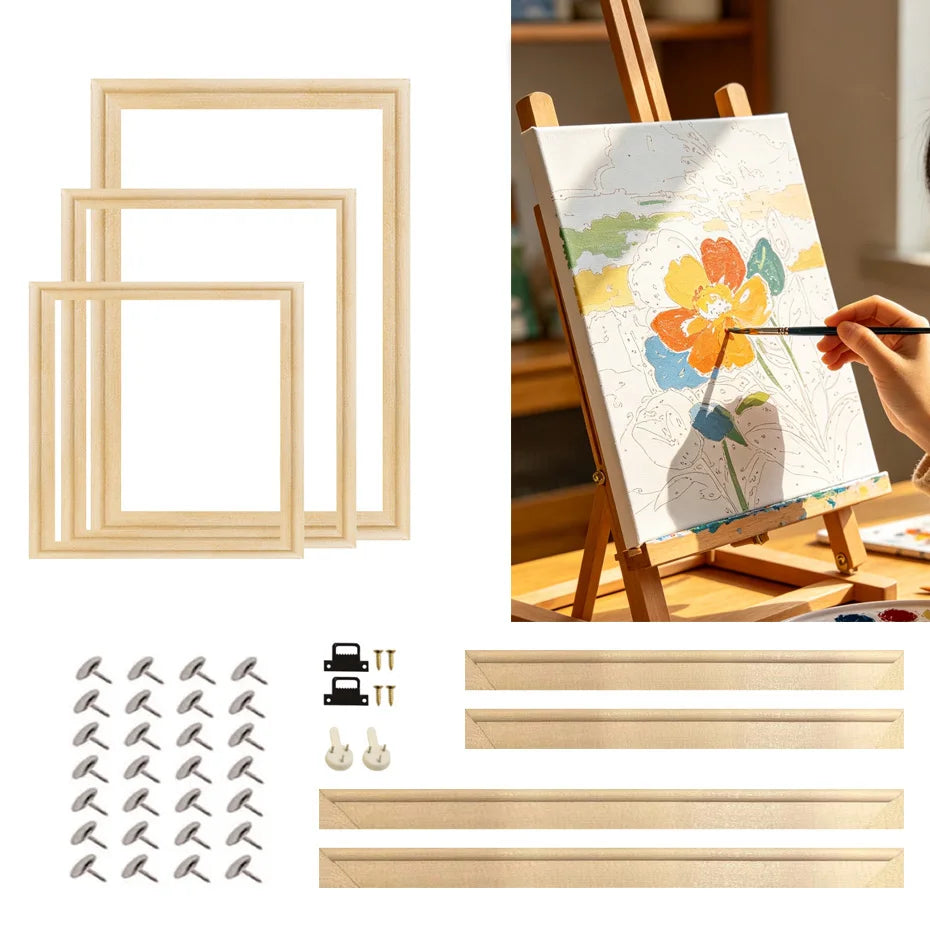 cadres peinture bois naturel moderne tringles adhésif 20x30cm 25x35cm 30x40cm