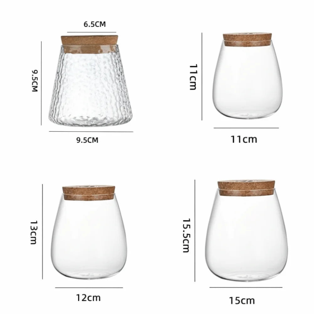 vase verre moderne transparent gravé couvercle liège opaque table