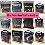 tableau noir suspendu décoration manuscrit coloré stylos l'eau chiffons humides cadre bois opaque