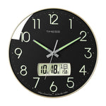 horloge murale moderne quartz aiguille calendrier luminoise face unique blanc vert noir