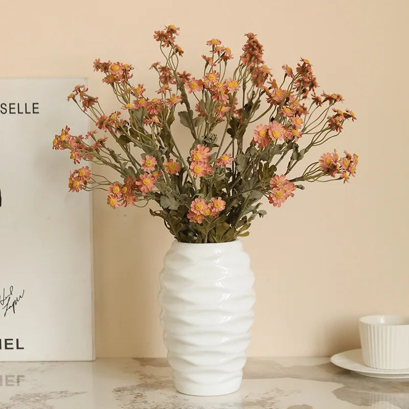 Bouquet artificiel fleurs orange rose vert intérieur décoration moderne 53cm
