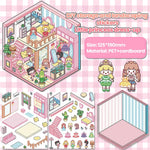 stickers 3d maison poupées animées rose blanc vert décoration enfant crafting mignon detalles adhesifs