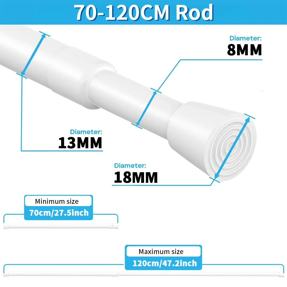 tige rideau tension réglable sans perçage moderne 130cm 250cm diamètre 22mm 26mm 30mm blanc