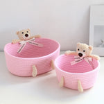 paniers tissu tressé blanc rose gris beige respectueux environnement moderne rustique ornemental large petit