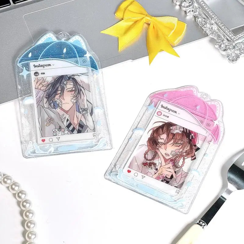 porte cartes transparent kawaii motifs animés couleurs vives chaines mignon personnages variés