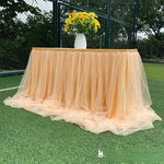 jupe table tulle opaque peach bleu rose violet blanc événements anniversaires mariages festives