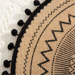 serviettes table boho chic motifs géométriques pompons noirs beige tables manger rondes 36 38