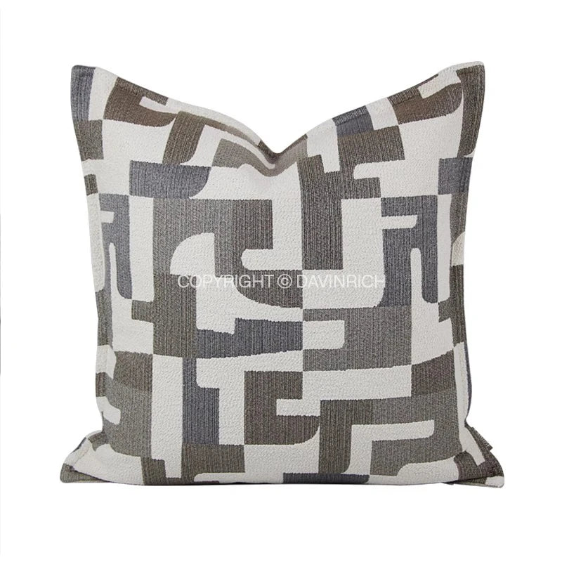 taies d'oreiller deco geometrique blanc gris polyester respectueux environnement contemporain opacité adhésif maison 35x50cm
