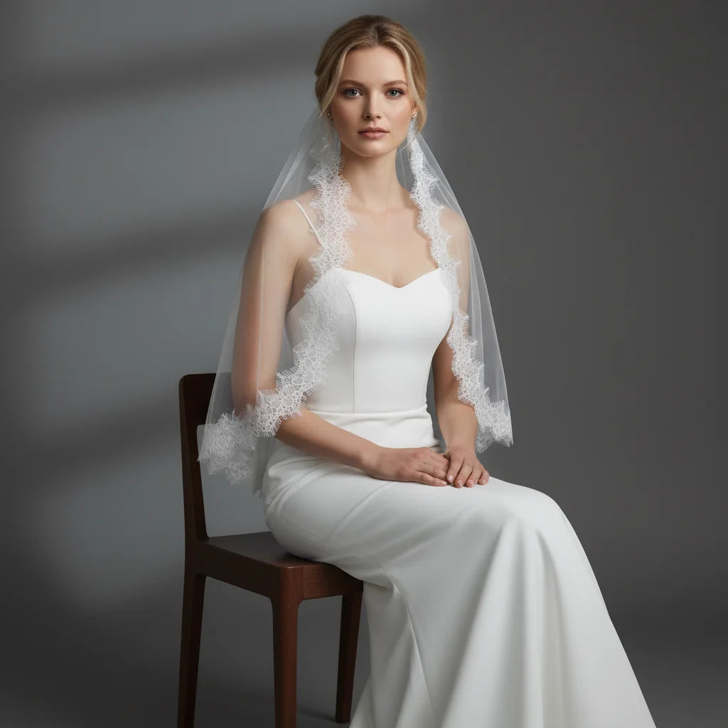voile mariée blanc dentelle fine classique mariage prom anniversaire romantique femme adultère