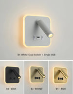 lampe murale multifonctionnelle moderne rechargeable usb noir blanc bronze laiton