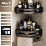 étagère murale triangulaire salle bain gris métal crochets rangement douche moderne autocollante