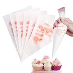 sacs pâtisserie jetables blancs imprimés orange triangles cercles coniques grande moyenne petite