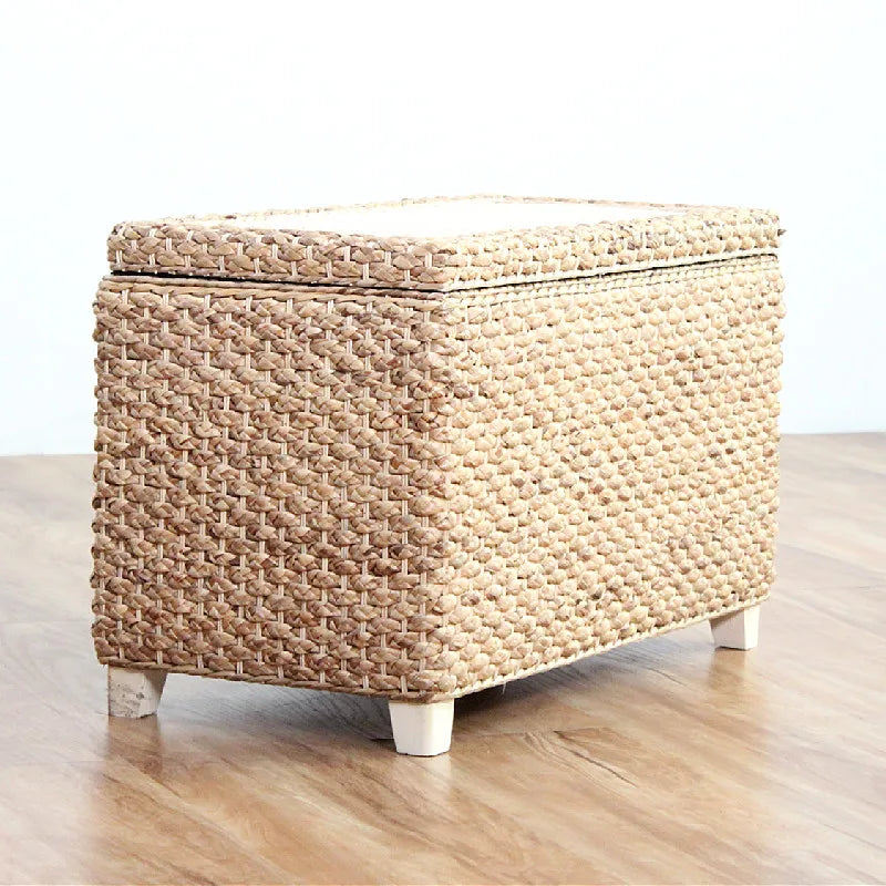 banc rangement moderne rotin coussin amovible rangement chaussures sous siège minimaliste