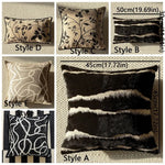 coussin moderne floral rayures beige noir blanc résistant polyester coton