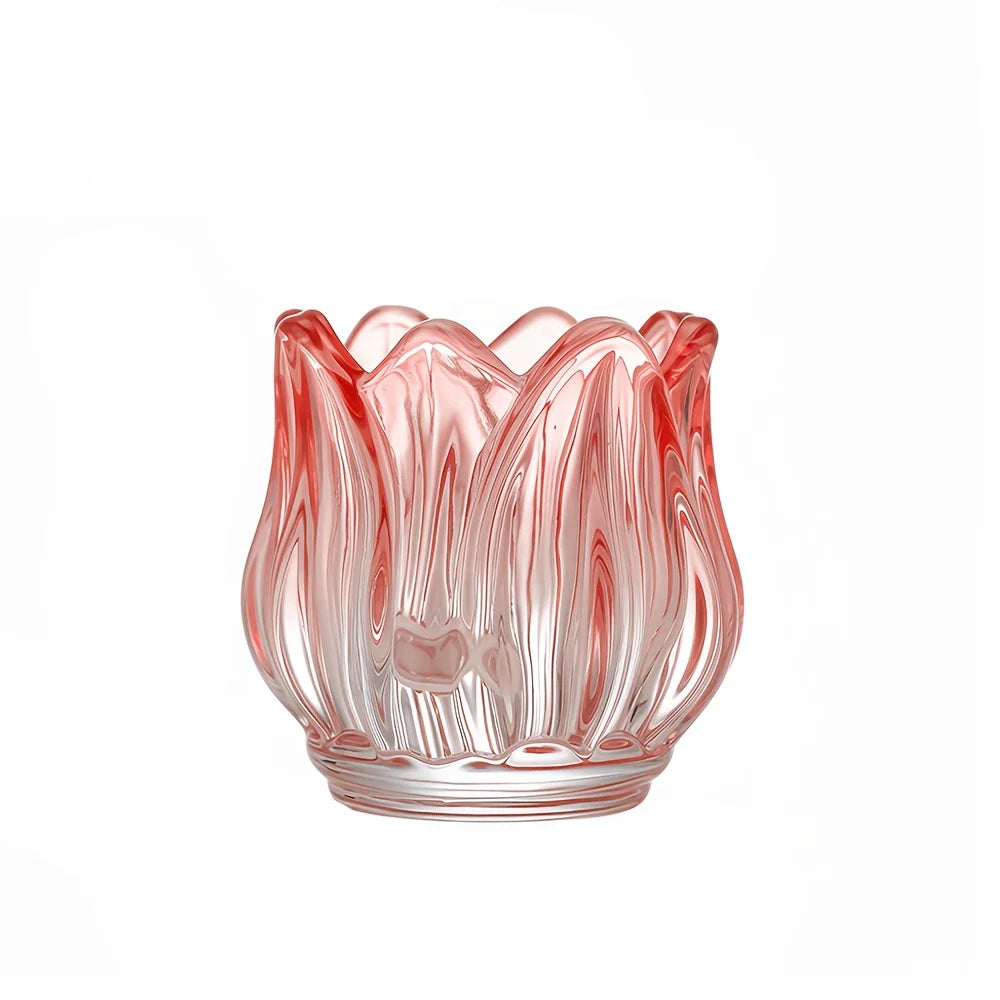 support bougie tulipe moderne rose rouge vert transparentDecoration élégante maison mariage