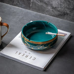 cendrier porcelaine marbré vert doré classique salon maison