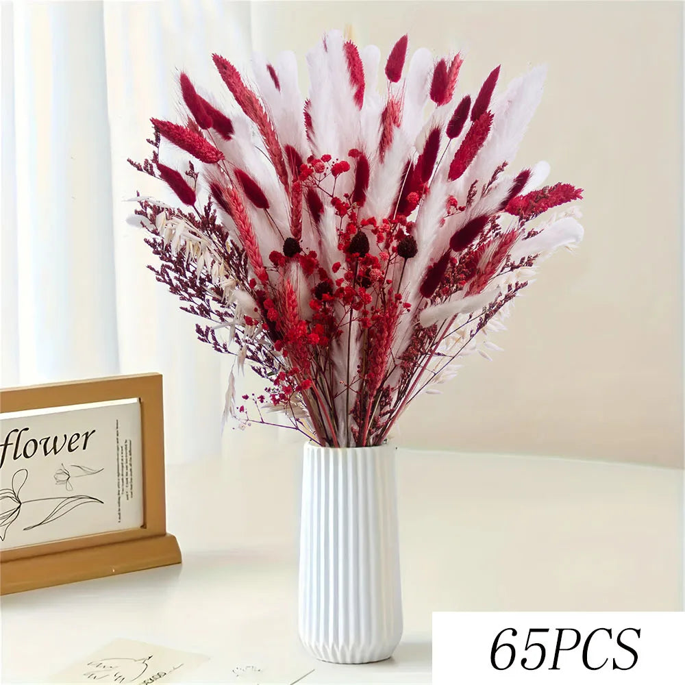 décoration maison bouquet fleurs séchées naturelles rouges anniversaire mariage rustic