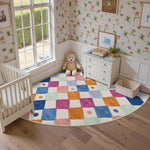 tapis multicolore géométrique moderne chambre salon doux confortable polyester blanc