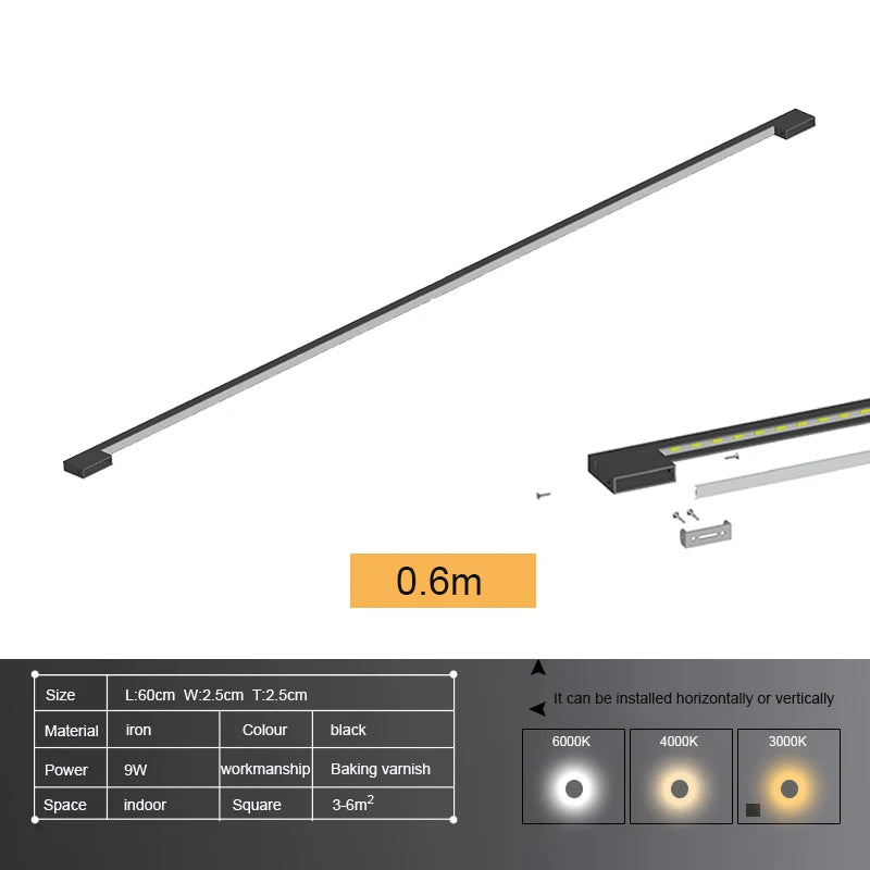 applique murale led moderne noire fixée mur éclairage quotidien 90 260V 10 lumières
