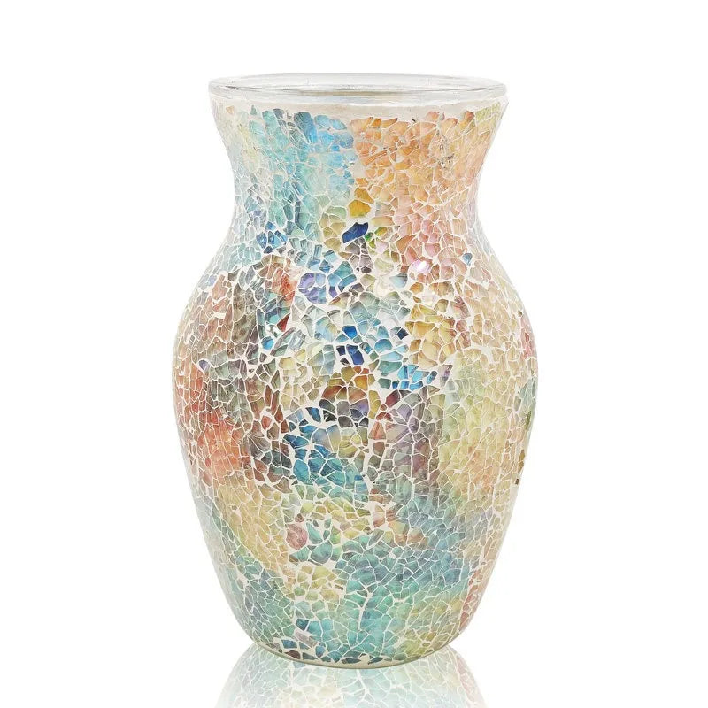 vase décoration intérieure moderne mosaïque multicolore doré argenté table chambre entree