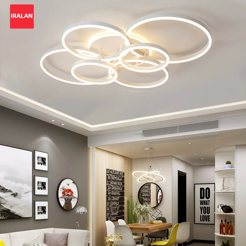 luminaire moderne led dimmable blanc or télécommande éclairage concentrique minimaliste