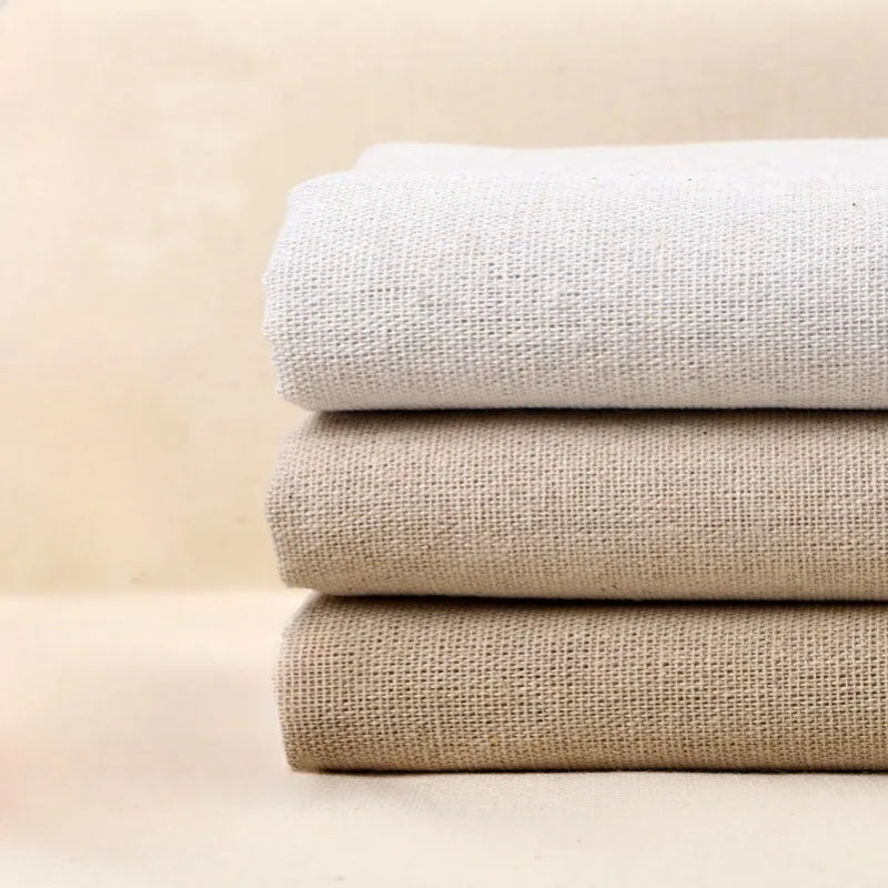 tissu coton lin beige clair résistant déchirure texture tissée simple rustique 135cm largeur tissu