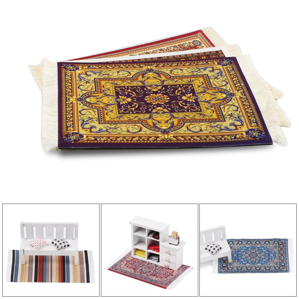 tapis classique ornements floraux rouge bleu noir traditionnel respectueux environnement rectangle