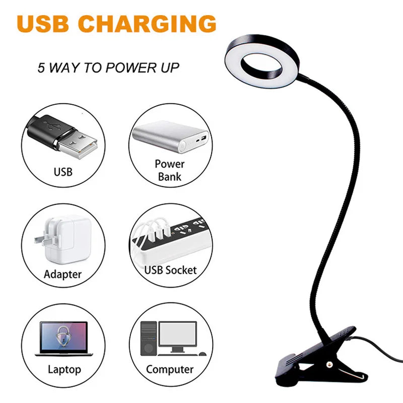 lampe pince noir led flexible ajustable contemporaine eye protection minimaliste