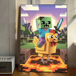 affiches art numériques pixel retro jeu vidéo animaux couleur rose blanc vert bleu gris