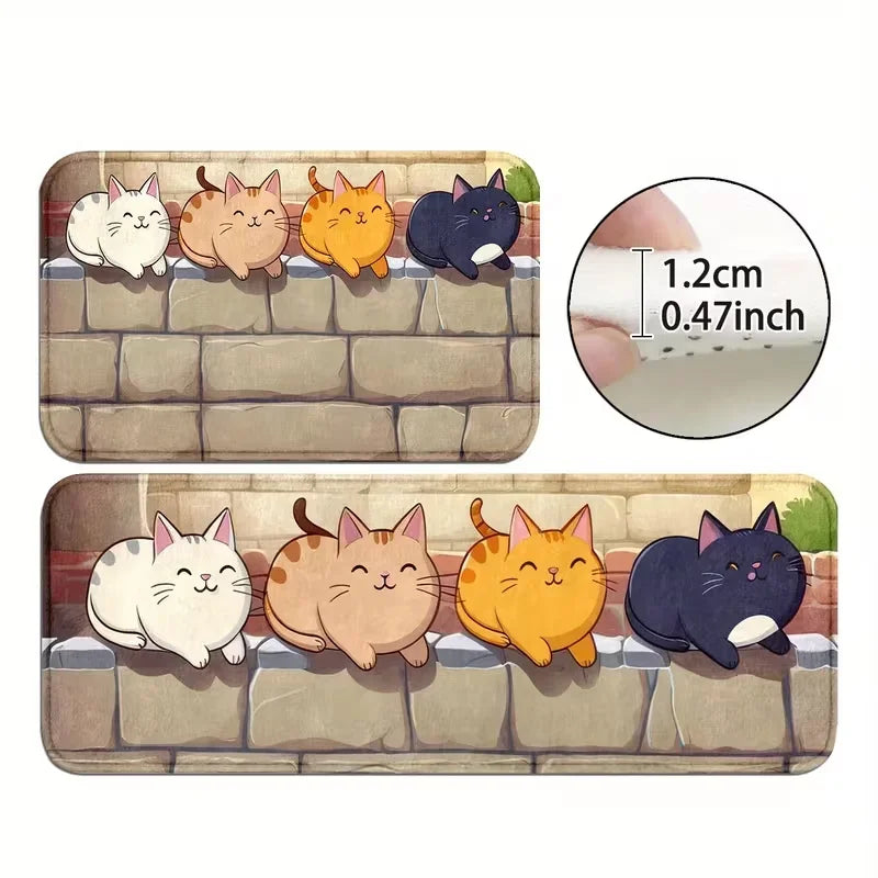 tapis sol antidérapant beige orange moderne dessin animé chats 40x60cm 50x80cm adhésif antiusure salon