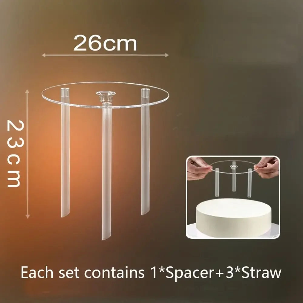 Support gâteau transparent multi niveaux tiges ensembles straws spacers rond moderne